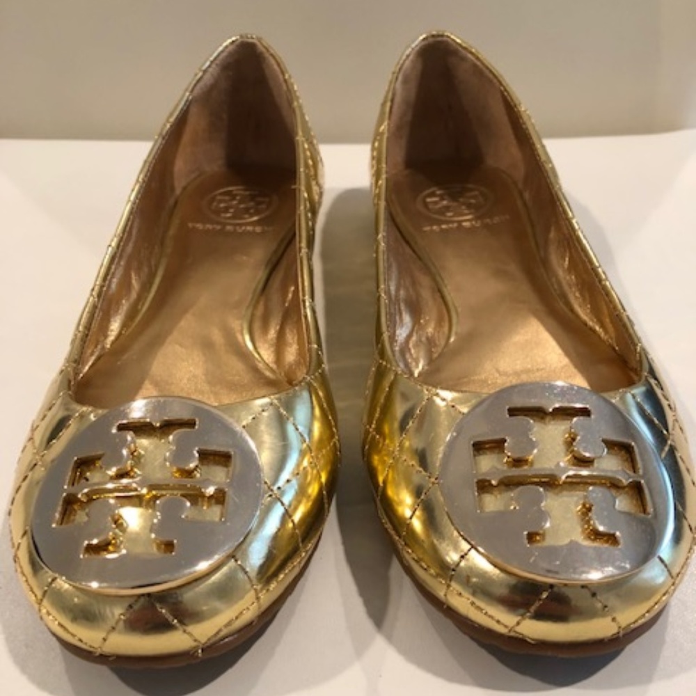 New! Tory Birch Quinn Quilted Patent Leather flats